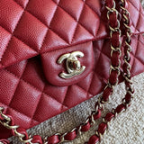 CHANEL Handbag 19B Red Caviar Quilted Classic Flap Medium SHW - Redeluxe
