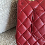 CHANEL Handbag 19B Red Caviar Quilted Classic Flap Medium SHW - Redeluxe