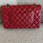 CHANEL Handbag 19B Red Caviar Quilted Classic Flap Medium SHW - Redeluxe