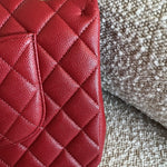 CHANEL Handbag 19B Red Caviar Quilted Classic Flap Medium SHW - Redeluxe