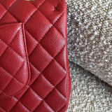 CHANEL Handbag 19B Red Caviar Quilted Classic Flap Medium SHW - Redeluxe