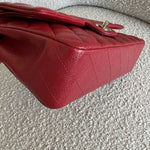 CHANEL Handbag 19B Red Caviar Quilted Classic Flap Medium SHW - Redeluxe