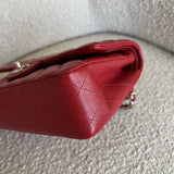 CHANEL Handbag 19B Red Caviar Quilted Classic Flap Medium SHW - Redeluxe