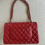CHANEL Handbag 19B Red Caviar Quilted Classic Flap Medium SHW - Redeluxe