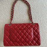 CHANEL Handbag 19B Red Caviar Quilted Classic Flap Medium SHW - Redeluxe