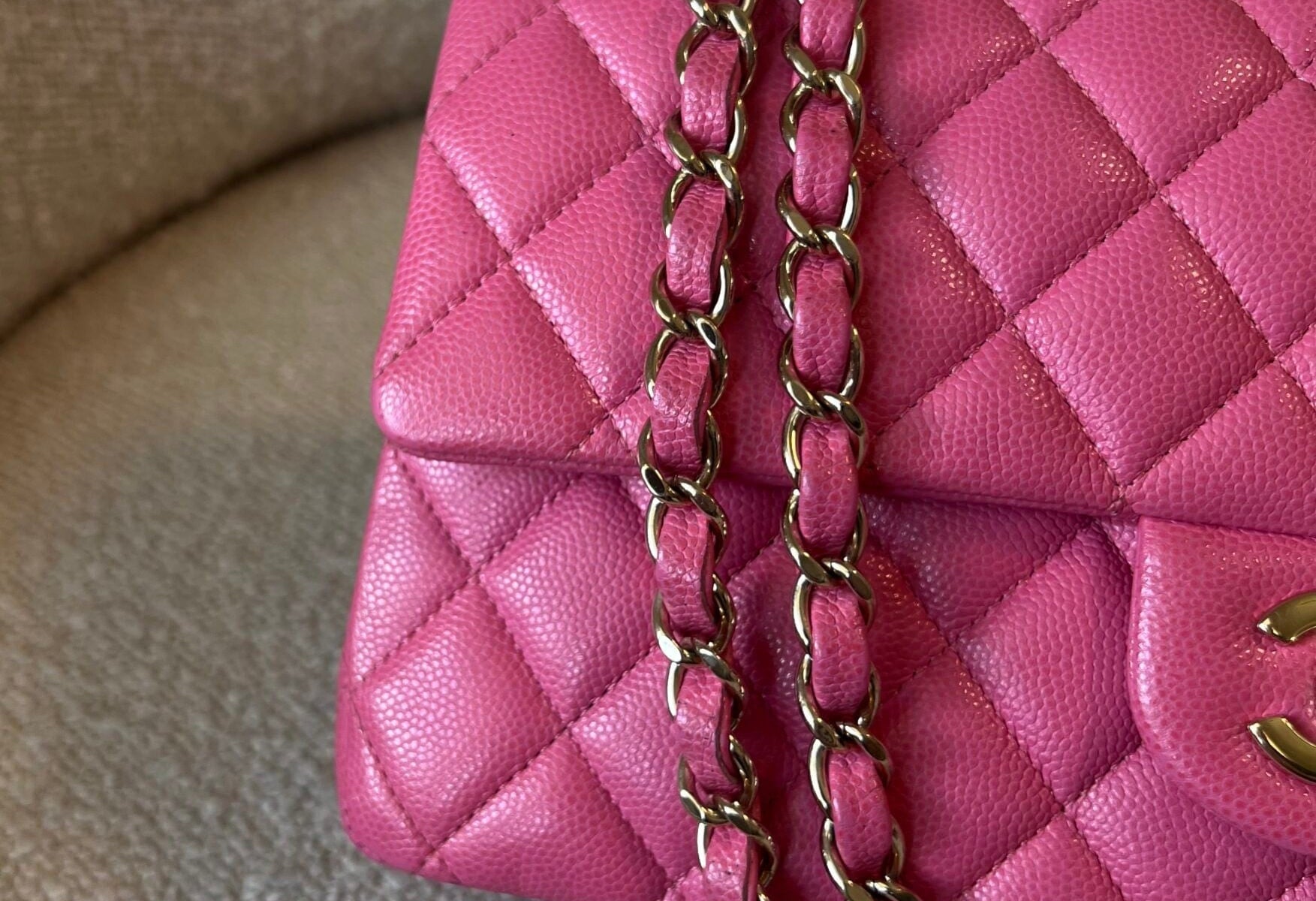 CHANEL Handbag 19C Pink Caviar Quilted Classic Flap Medium LGHW - Redeluxe