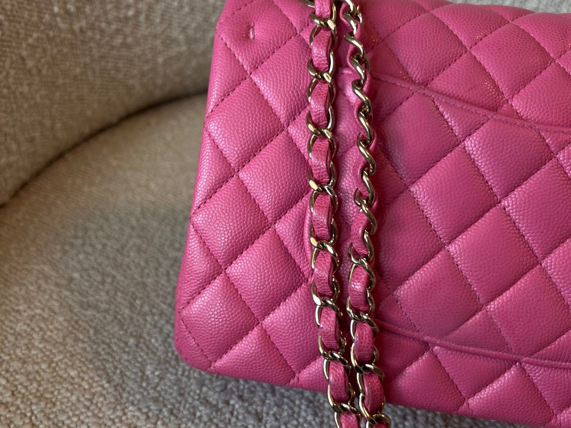 CHANEL Handbag 19C Pink Caviar Quilted Classic Flap Medium LGHW - Redeluxe