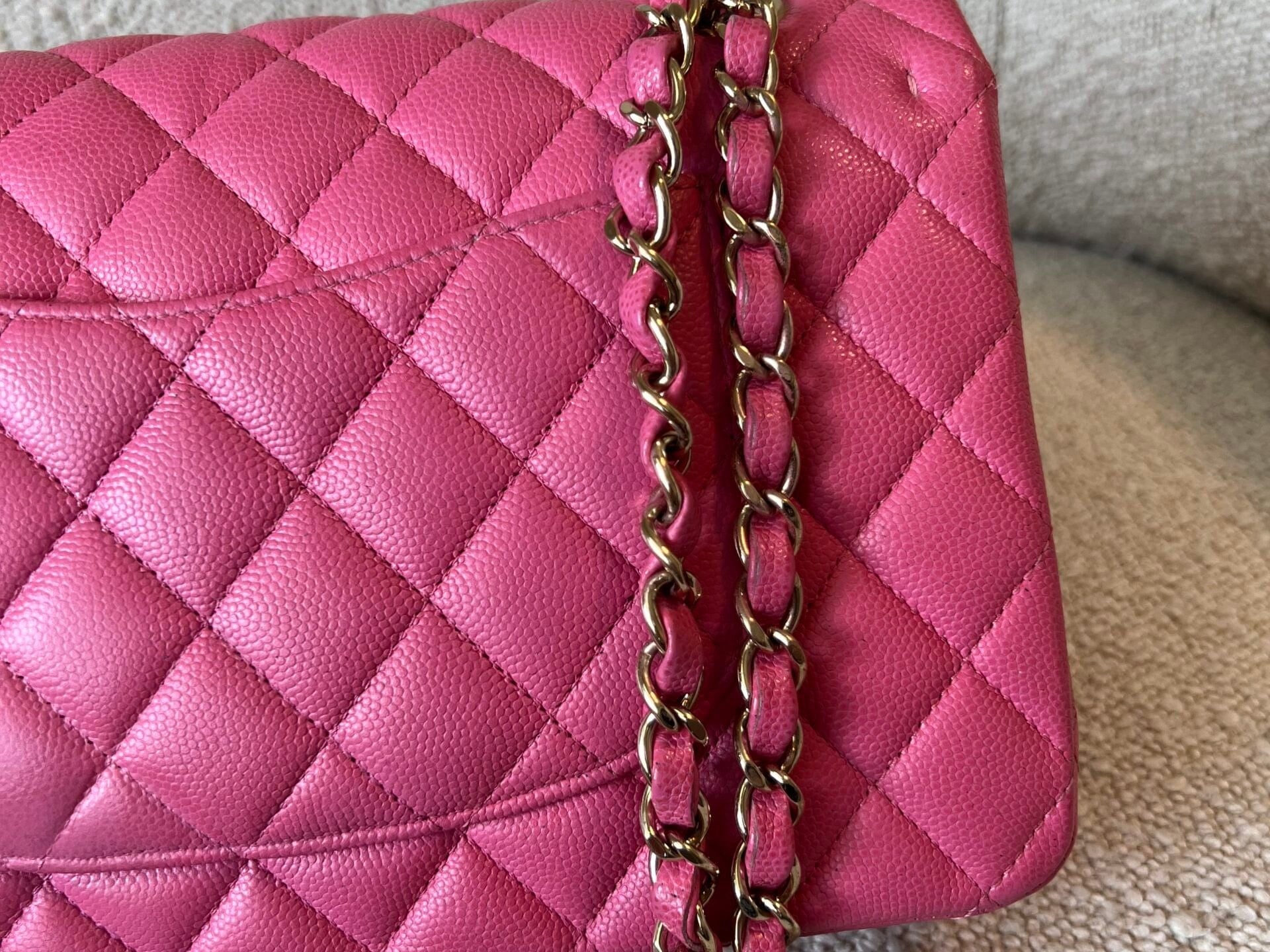 CHANEL Handbag 19C Pink Caviar Quilted Classic Flap Medium LGHW - Redeluxe