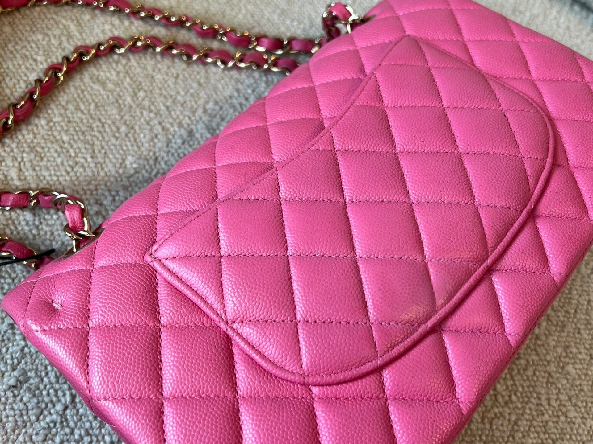 CHANEL Handbag 19C Pink Caviar Quilted Classic Flap Medium LGHW - Redeluxe