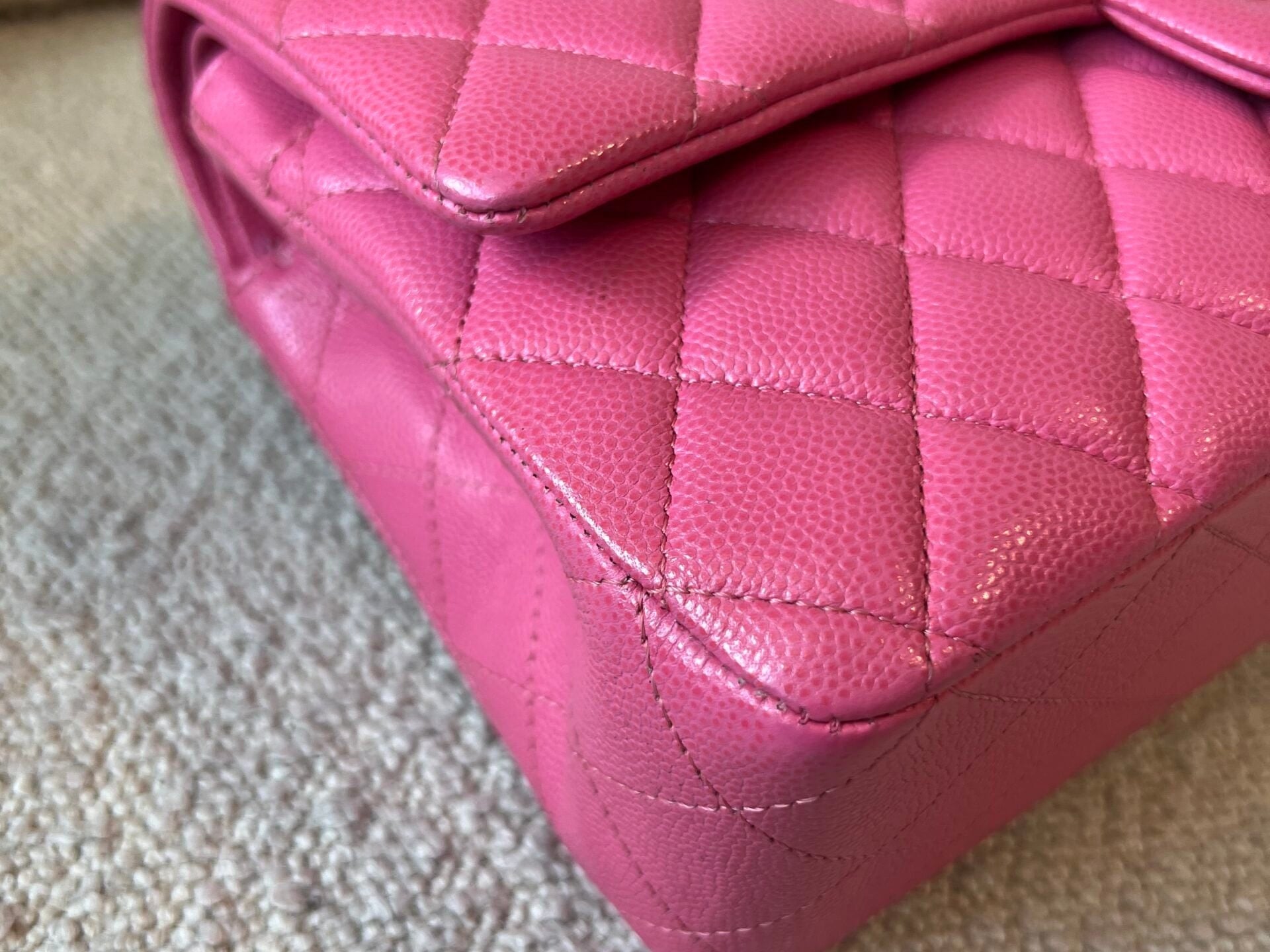 CHANEL Handbag 19C Pink Caviar Quilted Classic Flap Medium LGHW - Redeluxe