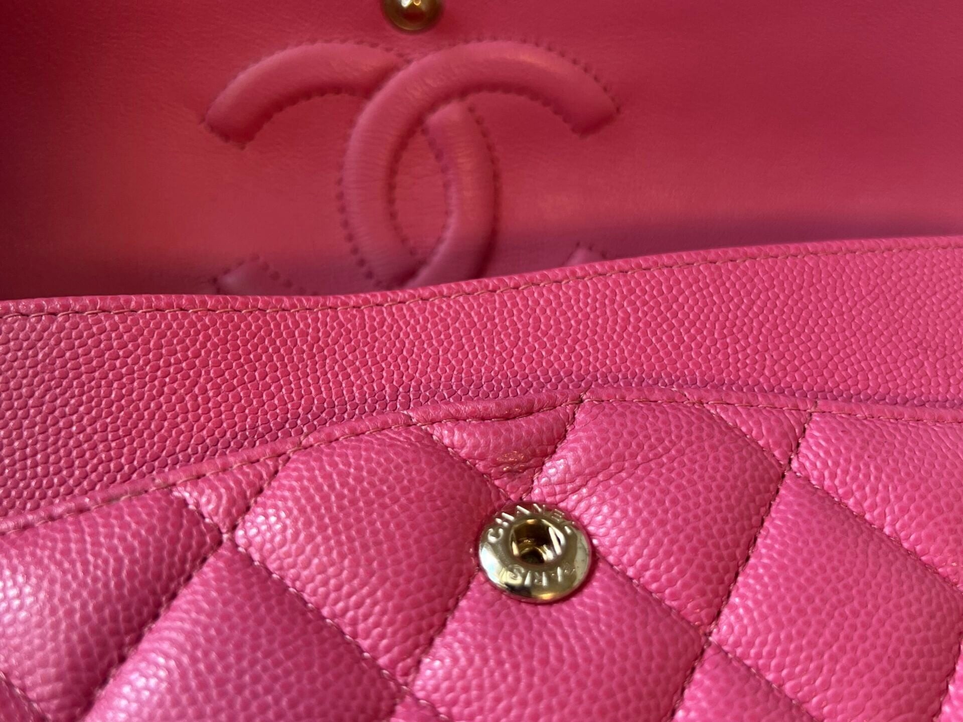 CHANEL Handbag 19C Pink Caviar Quilted Classic Flap Medium LGHW - Redeluxe