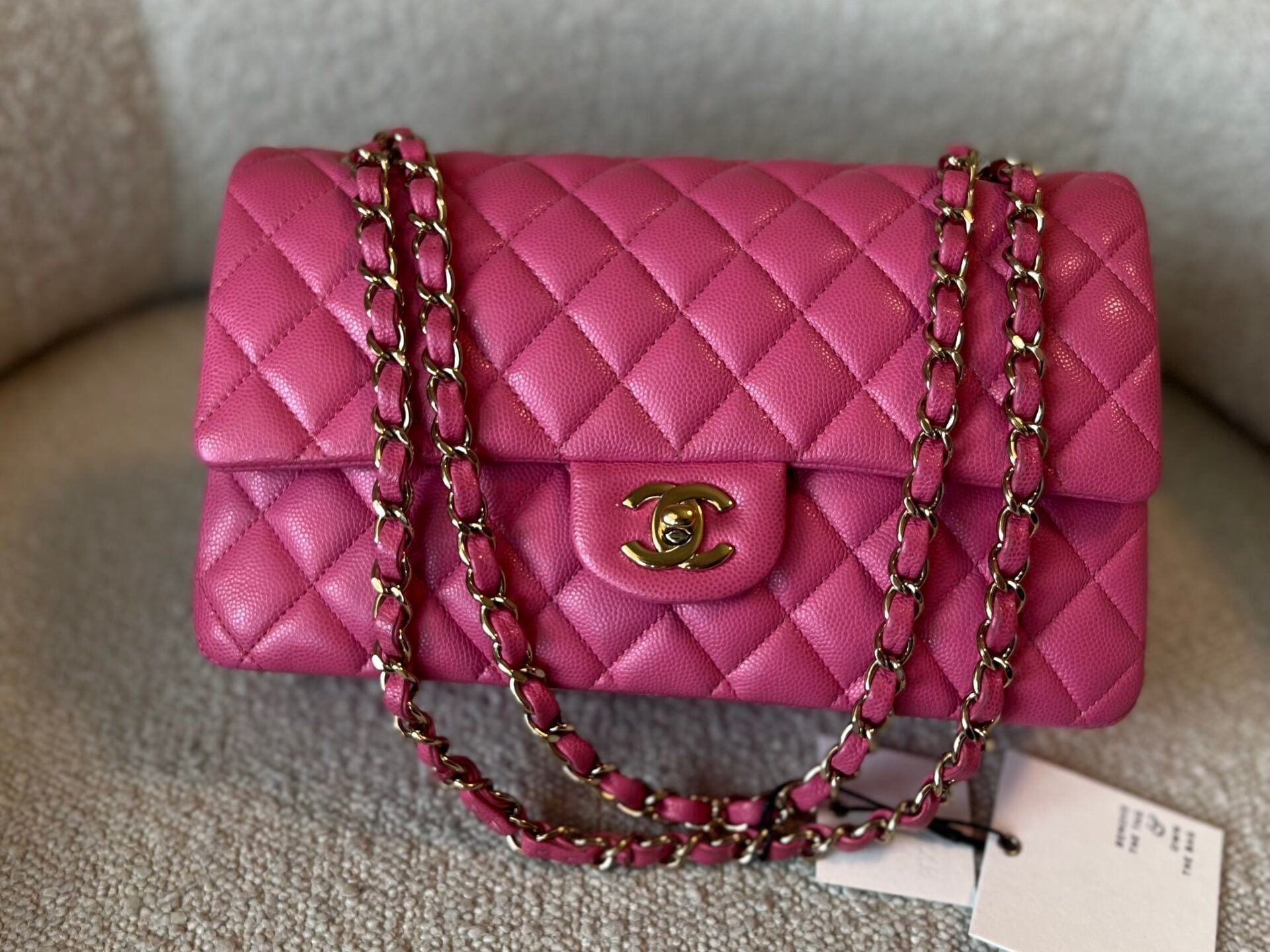 CHANEL Handbag 19C Pink Caviar Quilted Classic Flap Medium LGHW - Redeluxe