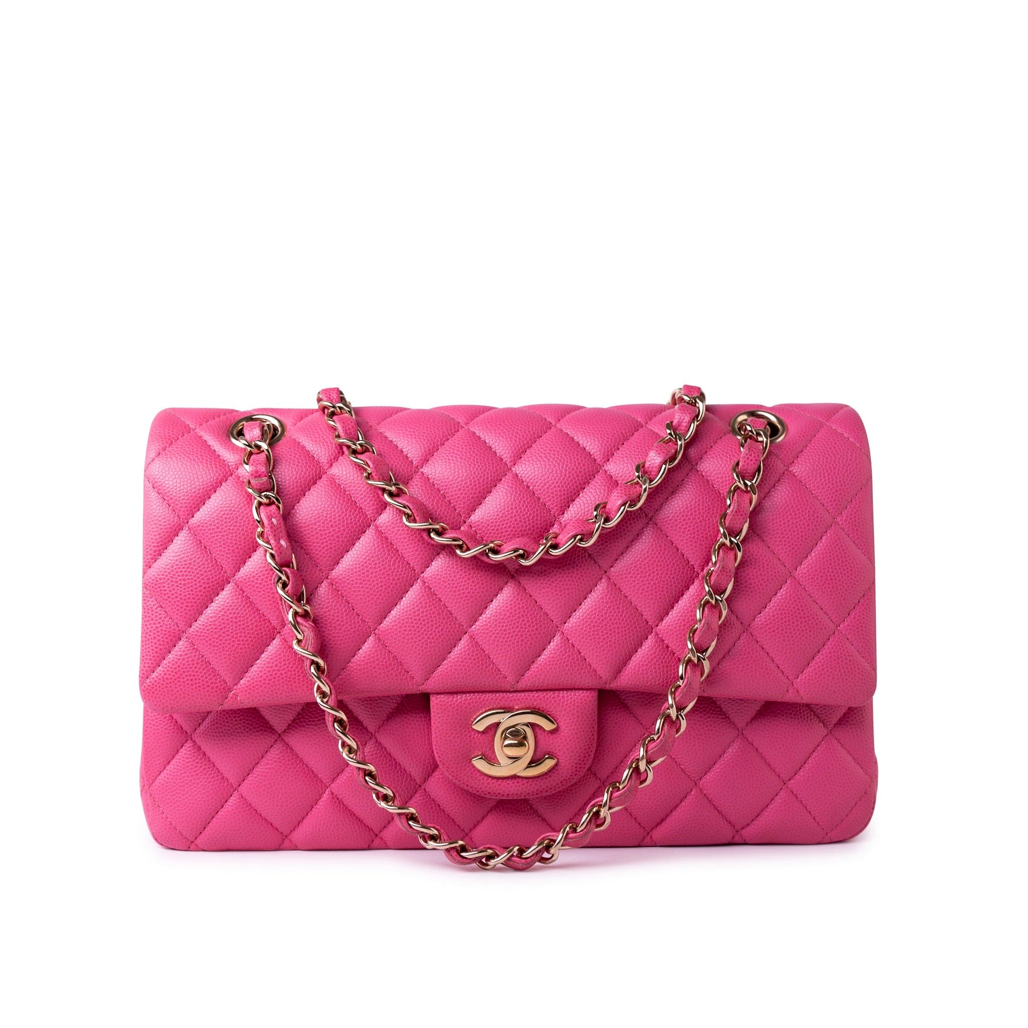 CHANEL Handbag 19C Pink Caviar Quilted Classic Flap Medium LGHW - Redeluxe