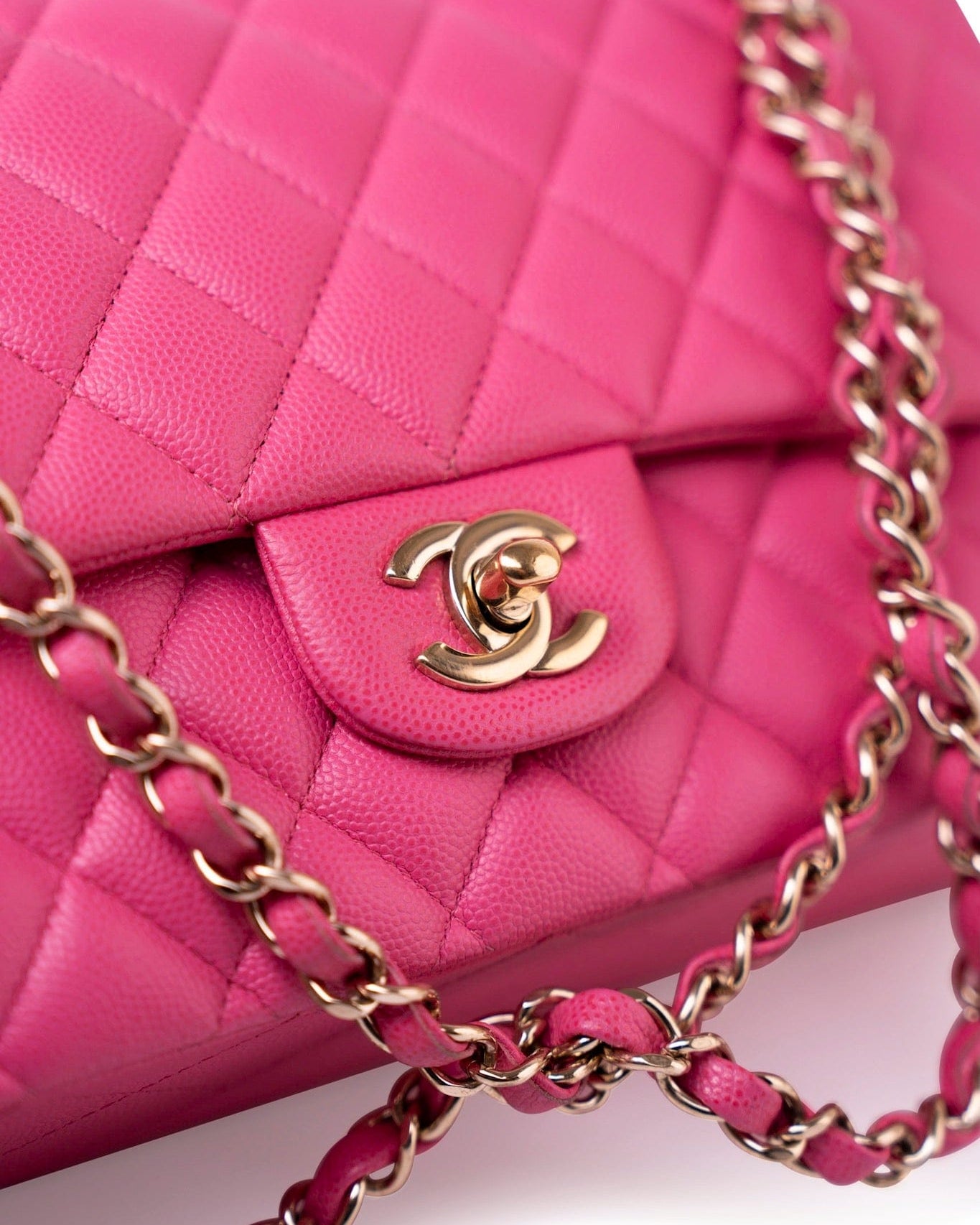CHANEL Handbag 19C Pink Caviar Quilted Classic Flap Medium LGHW - Redeluxe