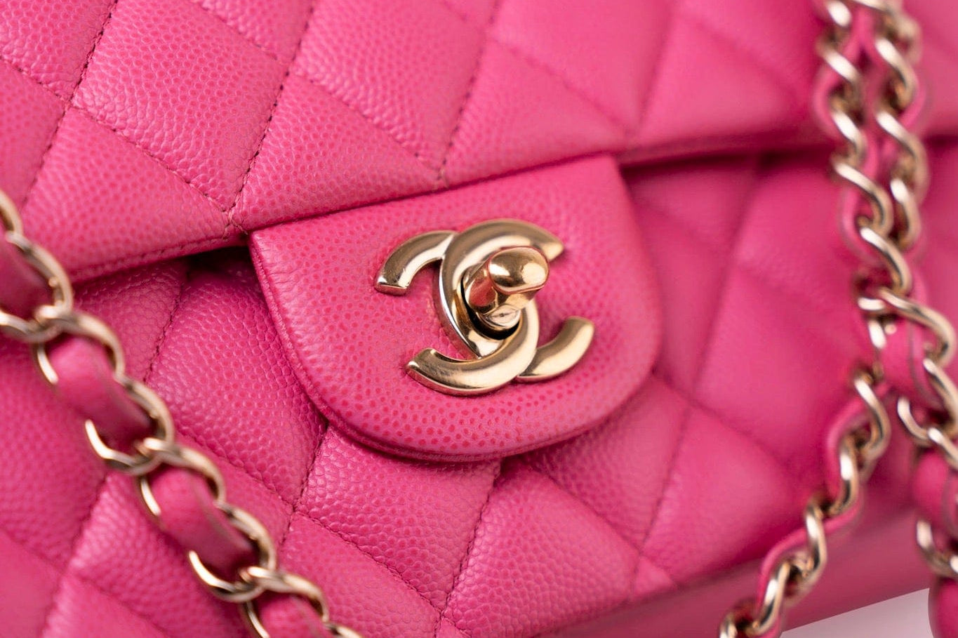 CHANEL Handbag 19C Pink Caviar Quilted Classic Flap Medium LGHW - Redeluxe
