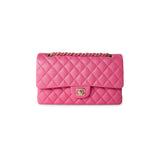 CHANEL Handbag 19C Pink Caviar Quilted Classic Flap Medium - Redeluxe