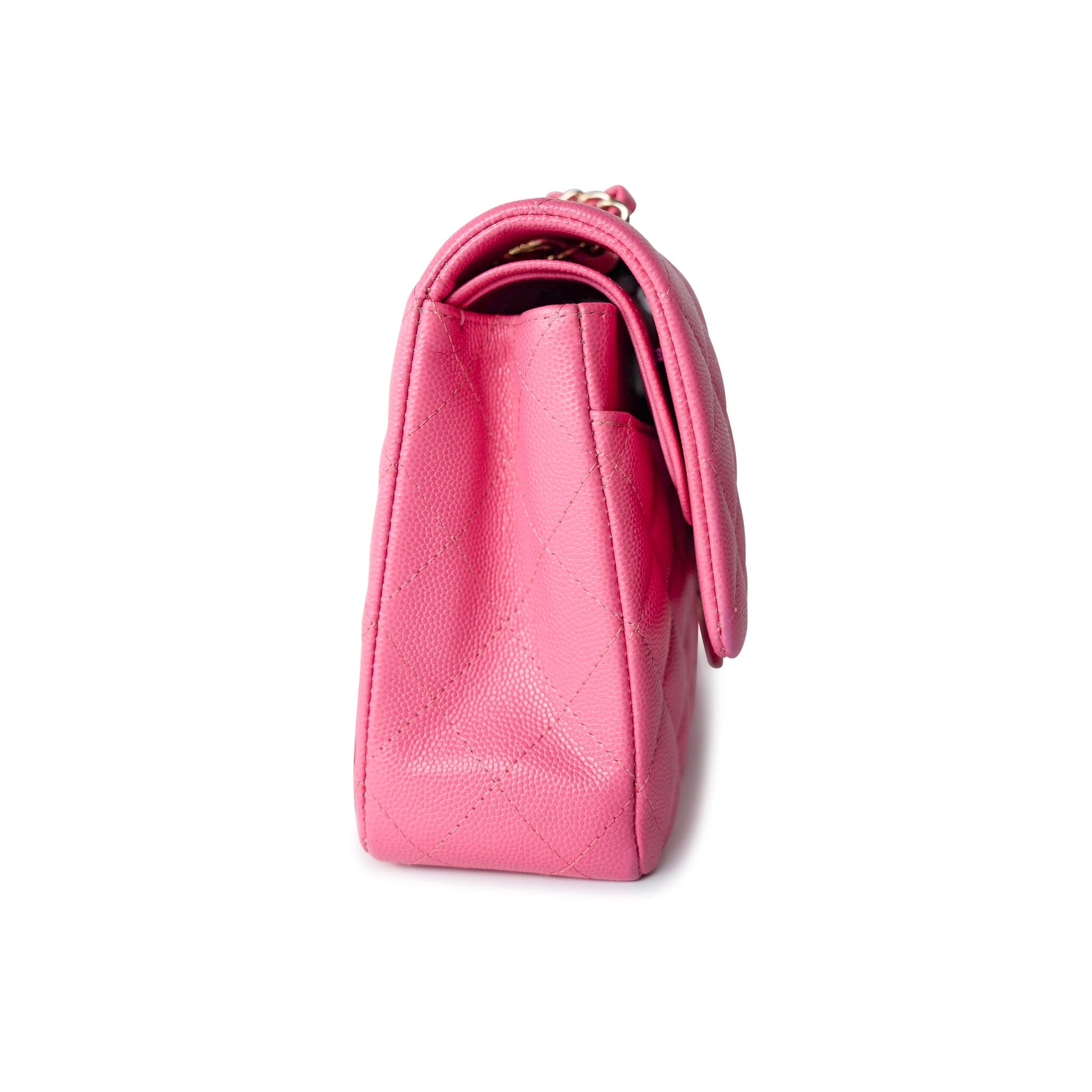 CHANEL Handbag 19C Pink Caviar Quilted Classic Flap Medium - Redeluxe