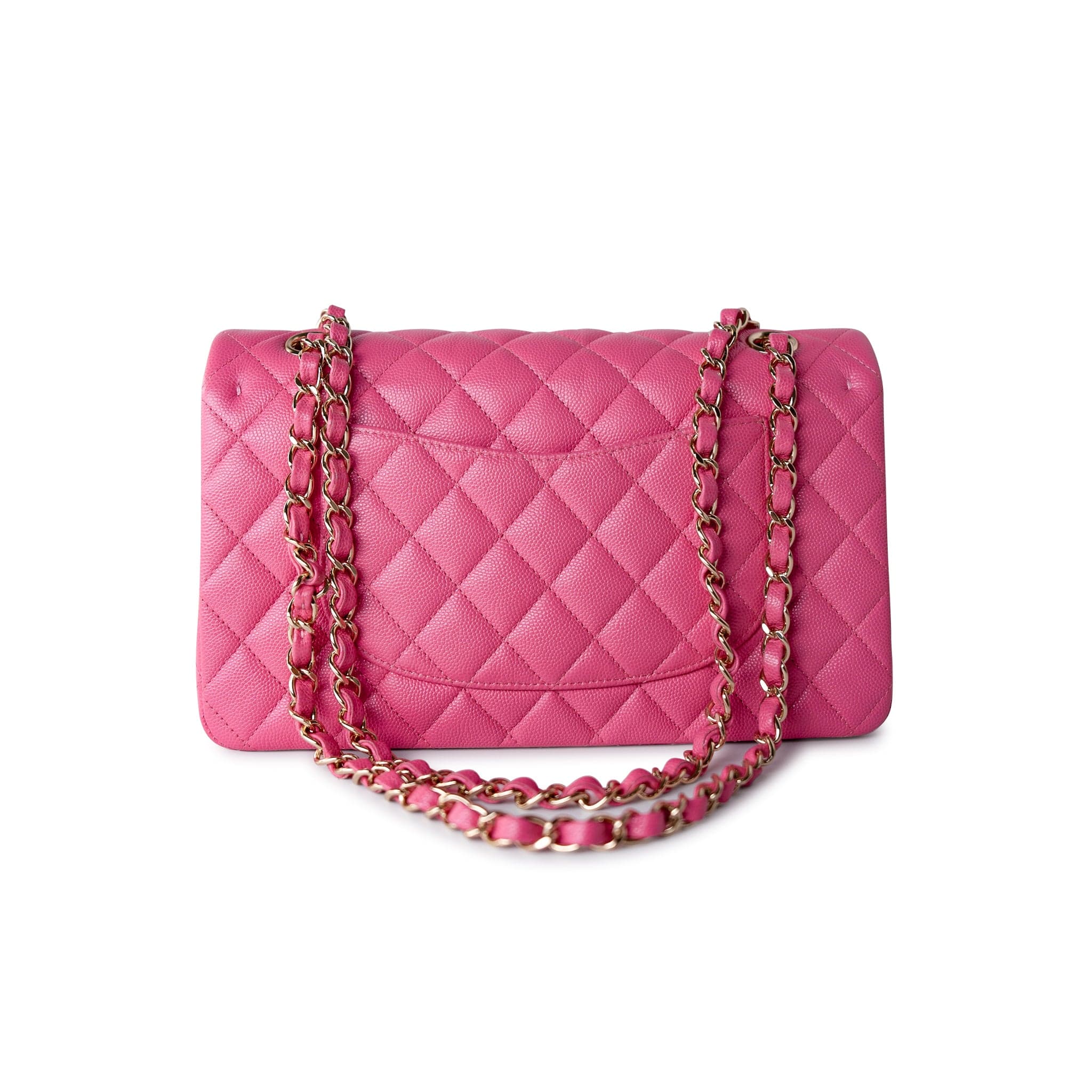 CHANEL Handbag 19C Pink Caviar Quilted Classic Flap Medium - Redeluxe