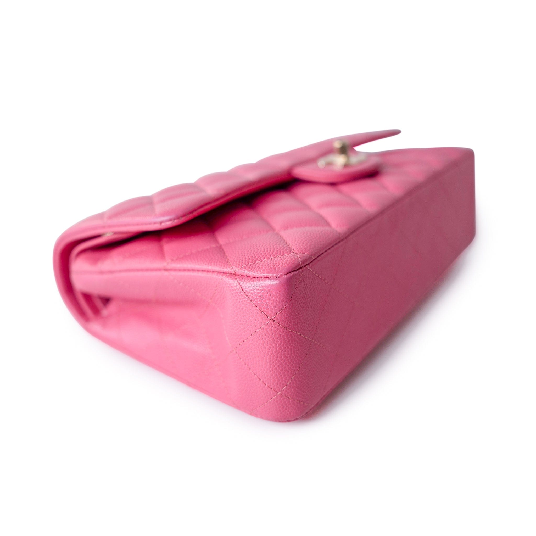 CHANEL Handbag 19C Pink Caviar Quilted Classic Flap Medium - Redeluxe