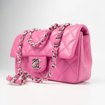 CHANEL Handbag 19C Pink Lambskin Quilted Mini Rectangular Flap SHW - Redeluxe