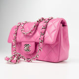 CHANEL Handbag 19C Pink Lambskin Quilted Mini Rectangular Flap SHW - Redeluxe