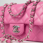CHANEL Handbag 19C Pink Lambskin Quilted Mini Rectangular Flap SHW - Redeluxe