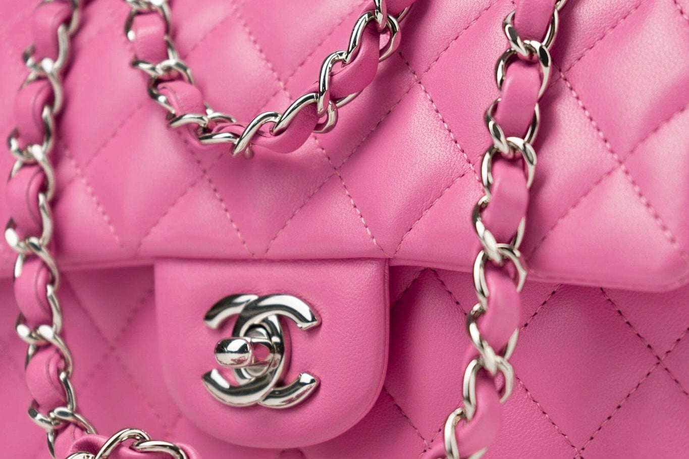 CHANEL Handbag 19C Pink Lambskin Quilted Mini Rectangular Flap SHW - Redeluxe