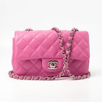 CHANEL Handbag 19C Pink Lambskin Quilted Mini Rectangular Flap SHW - Redeluxe