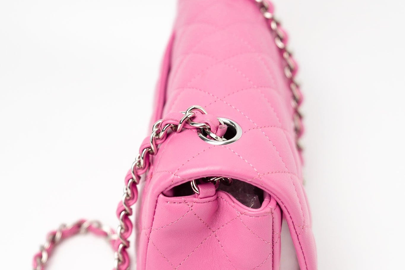 CHANEL Handbag 19C Pink Lambskin Quilted Mini Rectangular Flap SHW - Redeluxe