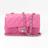 CHANEL Handbag 19C Pink Lambskin Quilted Mini Rectangular Flap SHW - Redeluxe