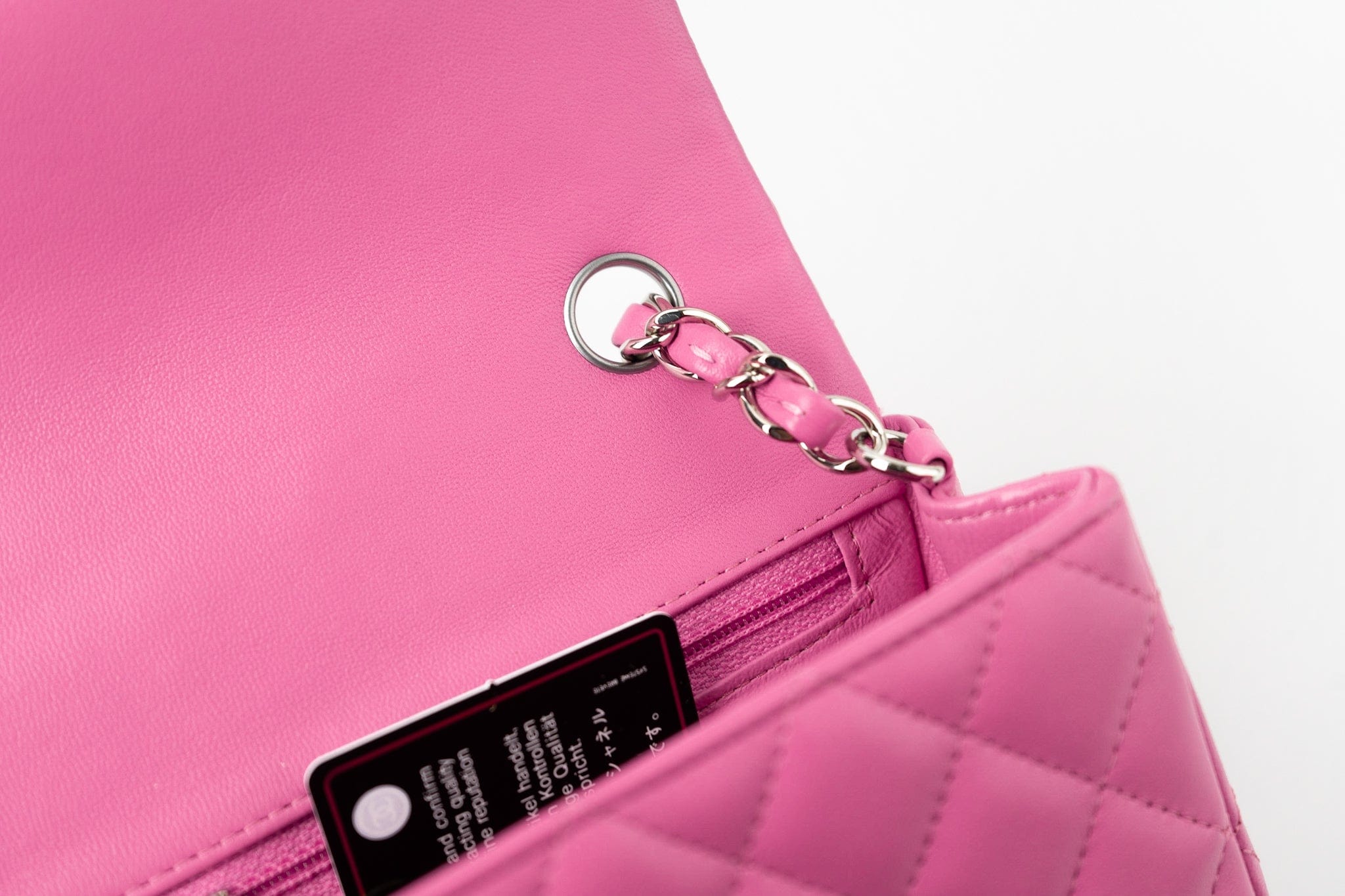 CHANEL Handbag 19C Pink Lambskin Quilted Mini Rectangular Flap SHW - Redeluxe
