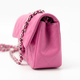 CHANEL Handbag 19C Pink Lambskin Quilted Mini Rectangular Flap SHW - Redeluxe