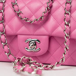 CHANEL Handbag 19C Pink Lambskin Quilted Mini Rectangular Flap SHW - Redeluxe