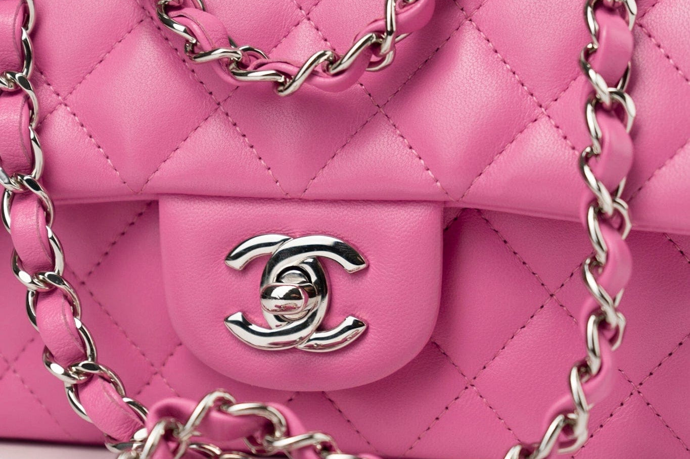 CHANEL Handbag 19C Pink Lambskin Quilted Mini Rectangular Flap SHW - Redeluxe