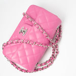CHANEL Handbag 19C Pink Lambskin Quilted Mini Rectangular Flap SHW - Redeluxe