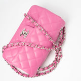 CHANEL Handbag 19C Pink Lambskin Quilted Mini Rectangular Flap SHW - Redeluxe