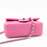CHANEL Handbag 19C Pink Lambskin Quilted Mini Rectangular Flap SHW - Redeluxe