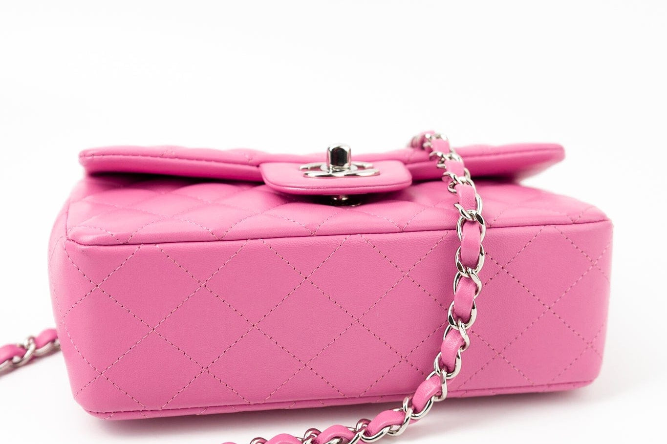 CHANEL Handbag 19C Pink Lambskin Quilted Mini Rectangular Flap SHW - Redeluxe
