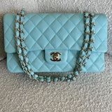 CHANEL Handbag 19C Tiffany Blue  Caviar Quilted Classic Flap Medium LGHW - Redeluxe