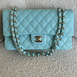 CHANEL Handbag 19C Tiffany Blue  Caviar Quilted Classic Flap Medium LGHW - Redeluxe