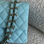 CHANEL Handbag 19C Tiffany Blue  Caviar Quilted Classic Flap Medium LGHW - Redeluxe