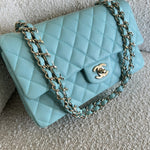 CHANEL Handbag 19C Tiffany Blue  Caviar Quilted Classic Flap Medium LGHW - Redeluxe