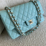 CHANEL Handbag 19C Tiffany Blue  Caviar Quilted Classic Flap Medium LGHW - Redeluxe