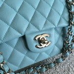 CHANEL Handbag 19C Tiffany Blue  Caviar Quilted Classic Flap Medium LGHW - Redeluxe