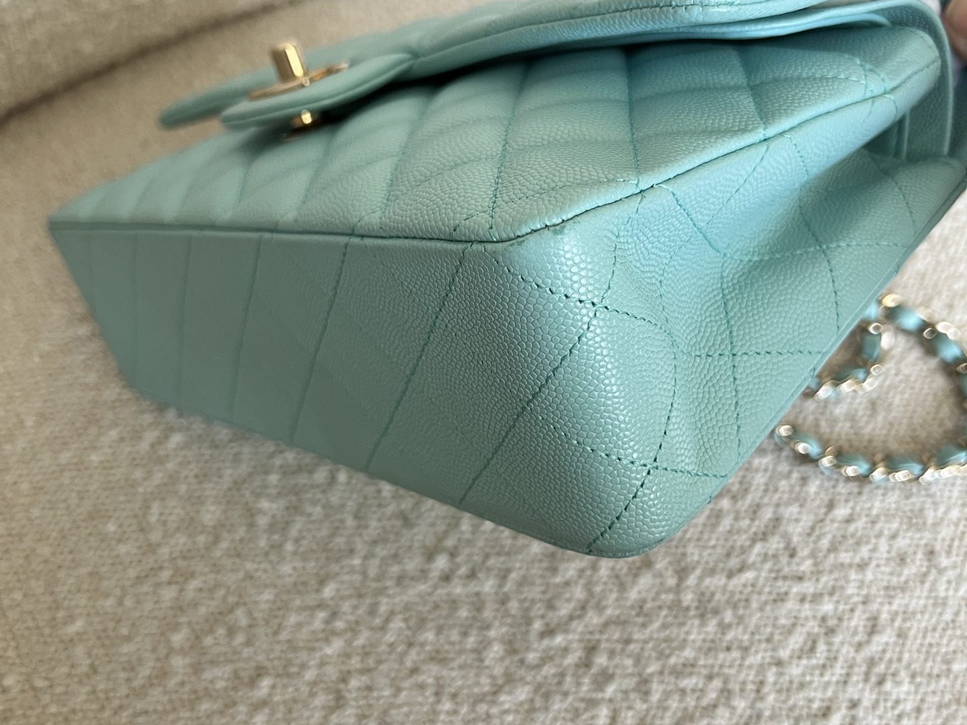 CHANEL Handbag 19C Tiffany Blue  Caviar Quilted Classic Flap Medium LGHW - Redeluxe