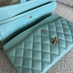 CHANEL Handbag 19C Tiffany Blue  Caviar Quilted Classic Flap Medium LGHW - Redeluxe