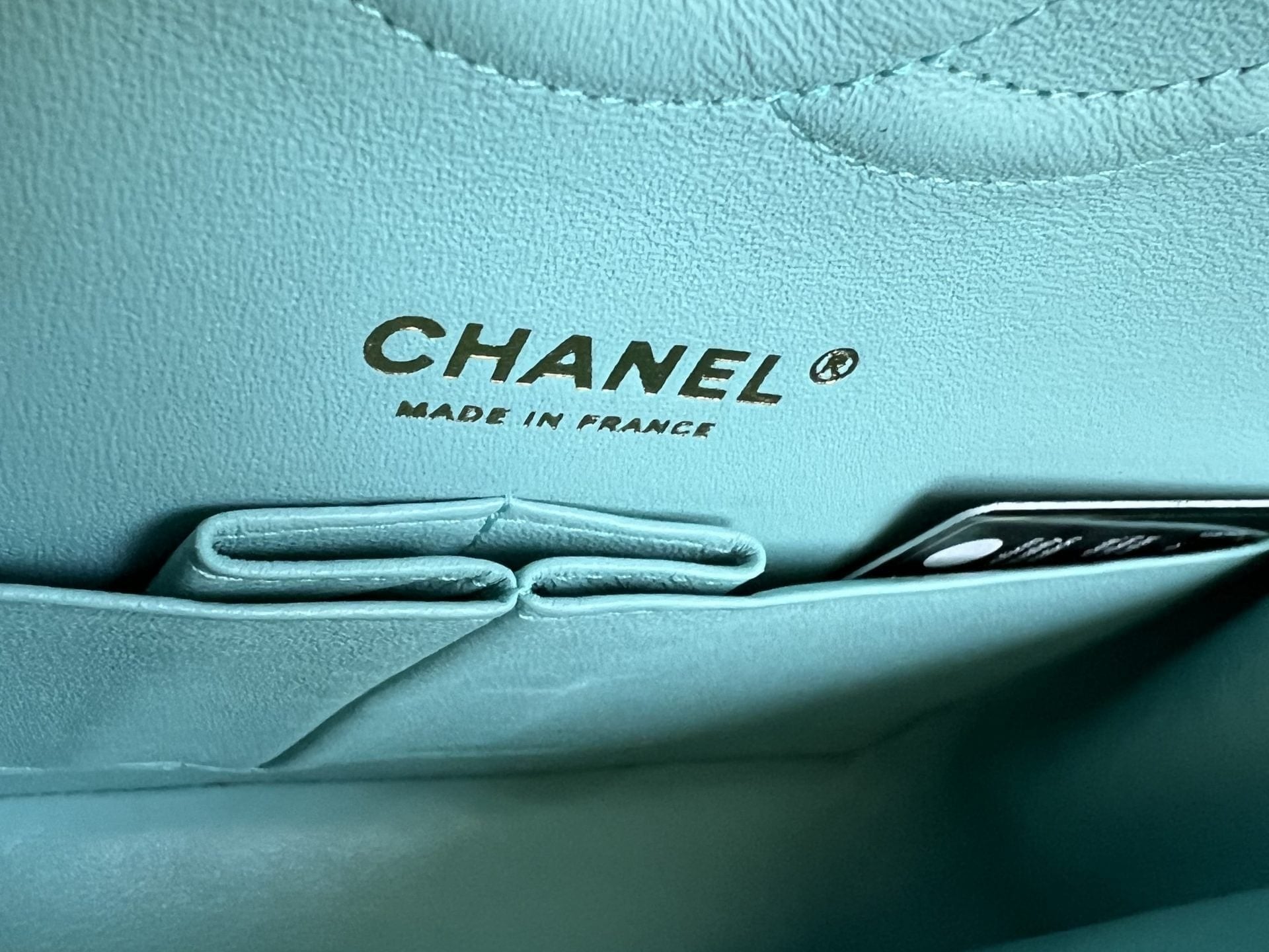CHANEL Handbag 19C Tiffany Blue  Caviar Quilted Classic Flap Medium LGHW - Redeluxe