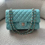 CHANEL Handbag 19C Tiffany Blue Caviar Quilted Classic Flap Medium LGHW - Redeluxe