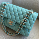 CHANEL Handbag 19C Tiffany Blue Caviar Quilted Classic Flap Medium LGHW - Redeluxe