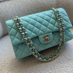 CHANEL Handbag 19C Tiffany Blue Caviar Quilted Classic Flap Medium LGHW - Redeluxe